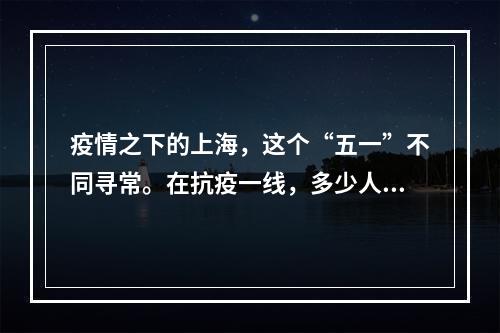 疫情之下的上海，这个“五一”不同寻常。在抗疫一线，多少人在不同的岗位上挥洒汗...