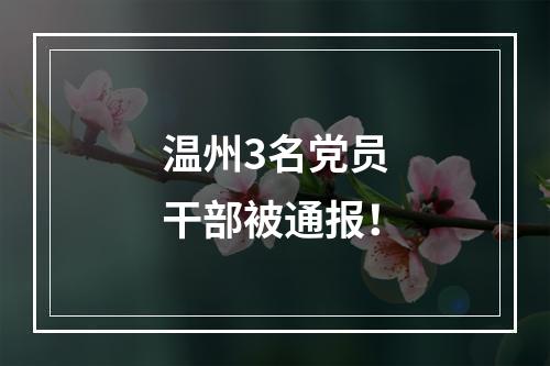 温州3名党员干部被通报！