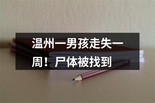 温州一男孩走失一周！尸体被找到