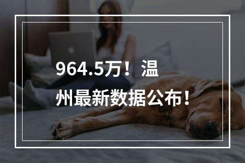 964.5万！温州最新数据公布！