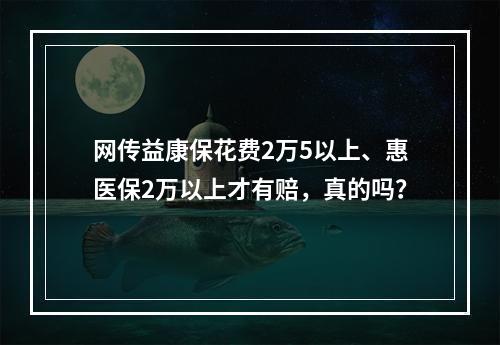 网传益康保花费2万5以上、惠医保2万以上才有赔，真的吗？