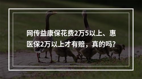 网传益康保花费2万5以上、惠医保2万以上才有赔，真的吗？