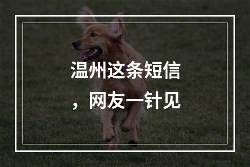 温州这条短信，网友一针见