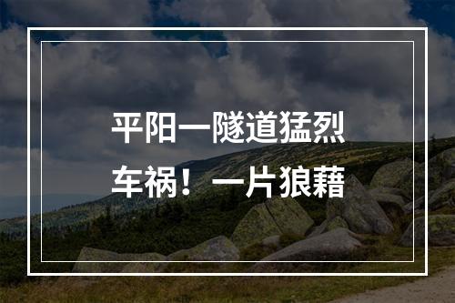 平阳一隧道猛烈车祸！一片狼藉