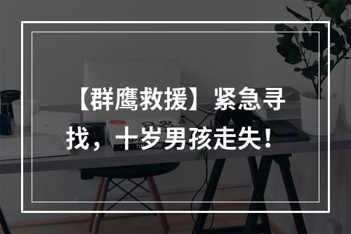 【群鹰救援】紧急寻找，十岁男孩走失！