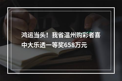 鸿运当头！我省温州购彩者喜中大乐透一等奖658万元