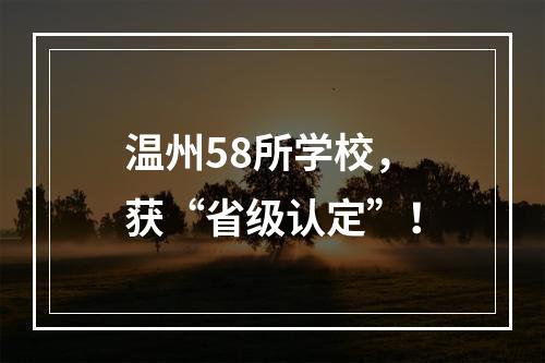 温州58所学校，获“省级认定”！
