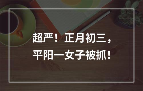 超严！正月初三，平阳一女子被抓！