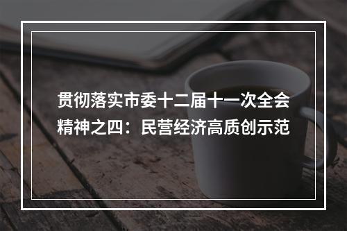 贯彻落实市委十二届十一次全会精神之四：民营经济高质创示范