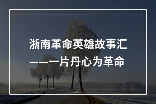 浙南革命英雄故事汇——一片丹心为革命