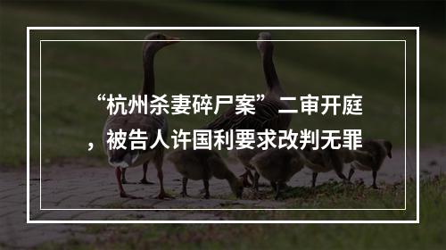 “杭州杀妻碎尸案”二审开庭，被告人许国利要求改判无罪