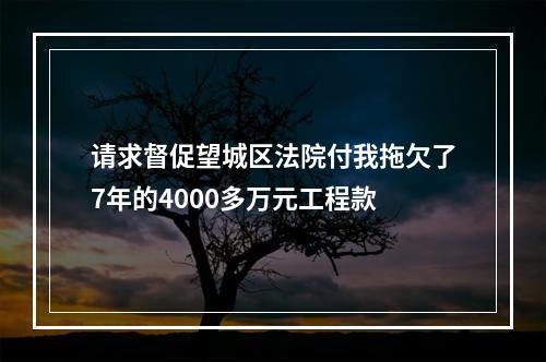 请求督促望城区法院付我拖欠了7年的4000多万元工程款