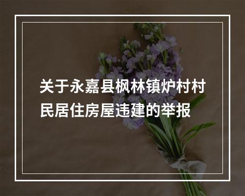 关于永嘉县枫林镇炉村村民居住房屋违建的举报