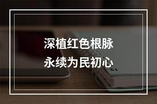 深植红色根脉　永续为民初心