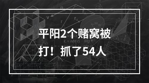 平阳2个赌窝被打！抓了54人