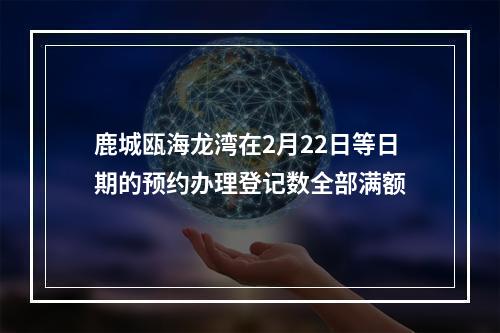 鹿城瓯海龙湾在2月22日等日期的预约办理登记数全部满额