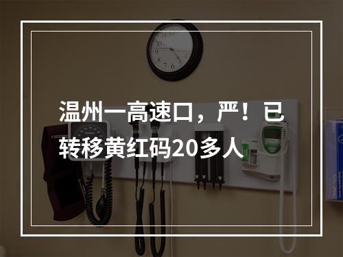 温州一高速口，严！已转移黄红码20多人