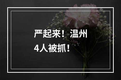 严起来！温州4人被抓！