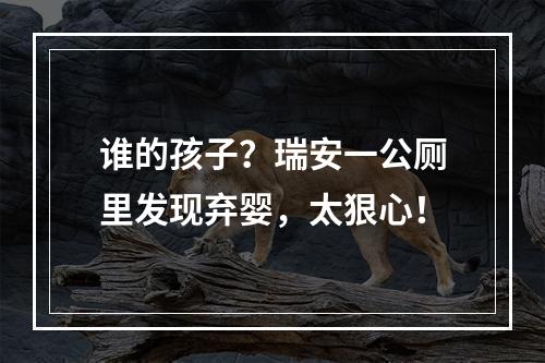 谁的孩子？瑞安一公厕里发现弃婴，太狠心！