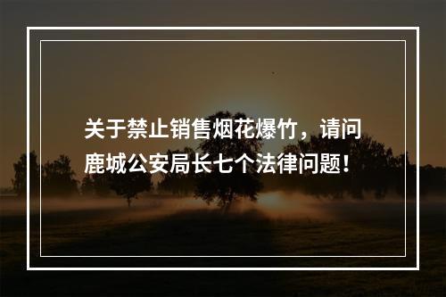 关于禁止销售烟花爆竹，请问鹿城公安局长七个法律问题！
