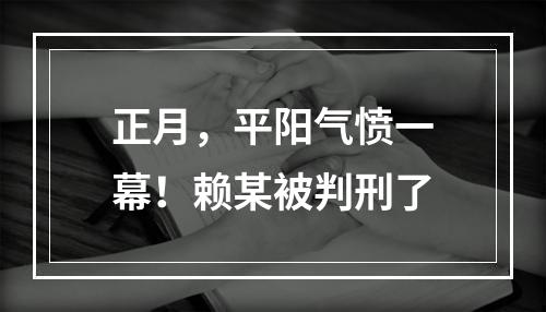 正月，平阳气愤一幕！赖某被判刑了