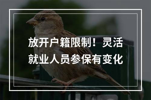 放开户籍限制！灵活就业人员参保有变化