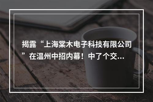 揭露“上海棠木电子科技有限公司”在温州中招内幕！中了个交运集团城东的招标