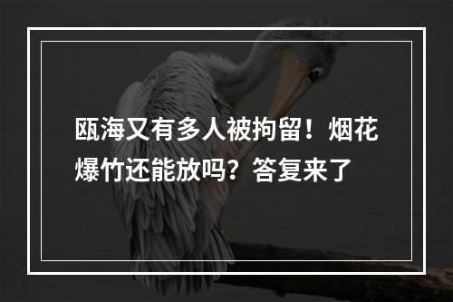瓯海又有多人被拘留！烟花爆竹还能放吗？答复来了