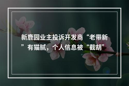 新鹿园业主投诉开发商“老带新”有猫腻，个人信息被“截胡”