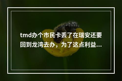 tmd办个市民卡丢了在瑞安还要回到龙湾去办，为了这点利益让老百姓到处跑