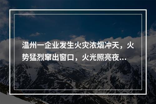 温州一企业发生火灾浓烟冲天，火势猛烈窜出窗口，火光照亮夜空