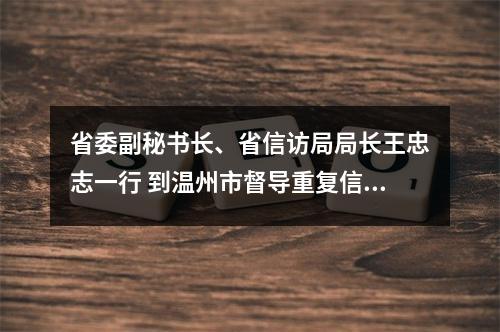 省委副秘书长、省信访局局长王忠志一行 到温州市督导重复信访治理工作