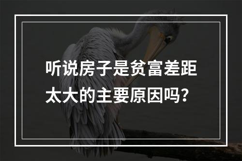 听说房子是贫富差距太大的主要原因吗？