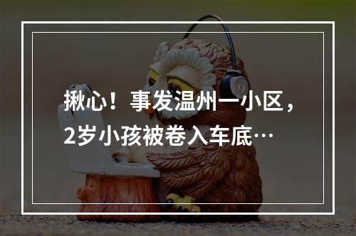 揪心！事发温州一小区，2岁小孩被卷入车底…