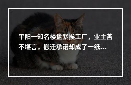 平阳一知名楼盘紧挨工厂，业主苦不堪言，搬迁承诺却成了一纸空文