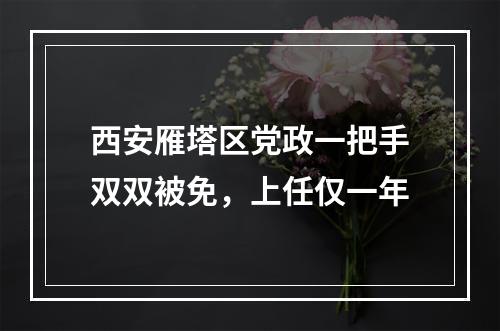 西安雁塔区党政一把手双双被免，上任仅一年
