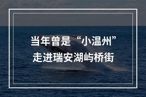 当年曾是“小温州” 走进瑞安湖屿桥街