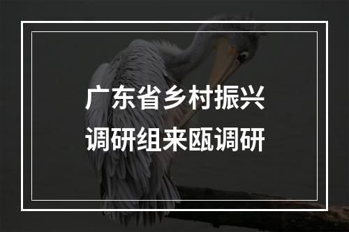 广东省乡村振兴调研组来瓯调研