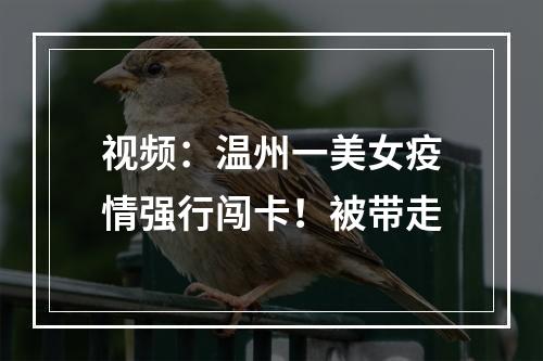 视频：温州一美女疫情强行闯卡！被带走