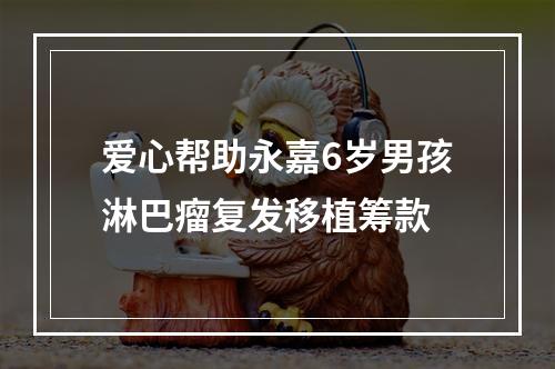 爱心帮助永嘉6岁男孩淋巴瘤复发移植筹款