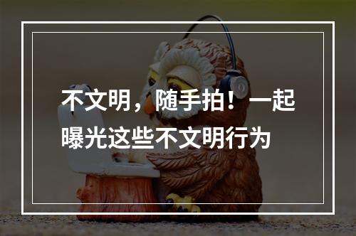 不文明，随手拍！一起曝光这些不文明行为