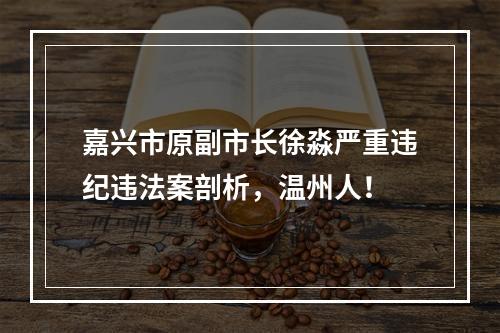 嘉兴市原副市长徐淼严重违纪违法案剖析，温州人！