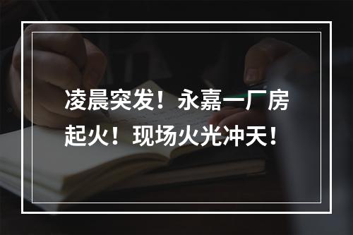 凌晨突发！永嘉一厂房起火！现场火光冲天！