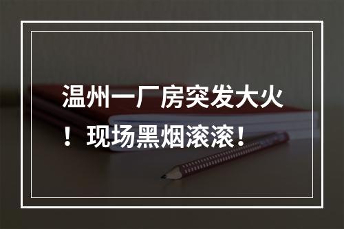 温州一厂房突发大火！现场黑烟滚滚！