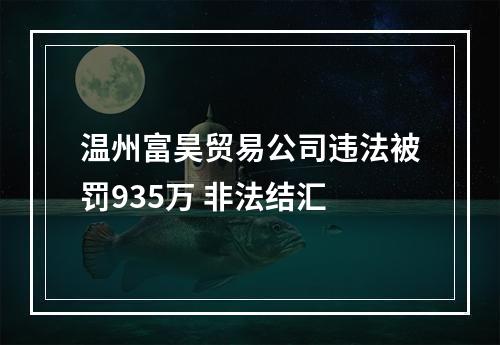 温州富昊贸易公司违法被罚935万 非法结汇