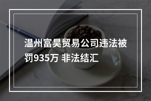 温州富昊贸易公司违法被罚935万 非法结汇