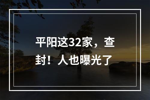 平阳这32家，查封！人也曝光了