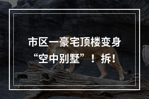 市区一豪宅顶楼变身“空中别墅”！拆！
