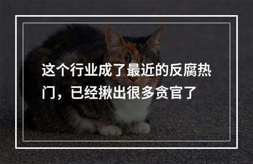 这个行业成了最近的反腐热门，已经揪出很多贪官了