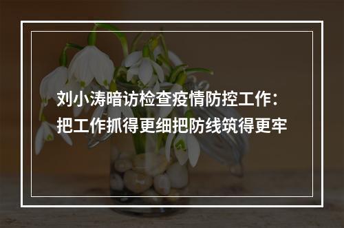 刘小涛暗访检查疫情防控工作：把工作抓得更细把防线筑得更牢